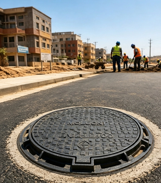 Nodulair gietijzeren putdeksels en drainage in Afrika